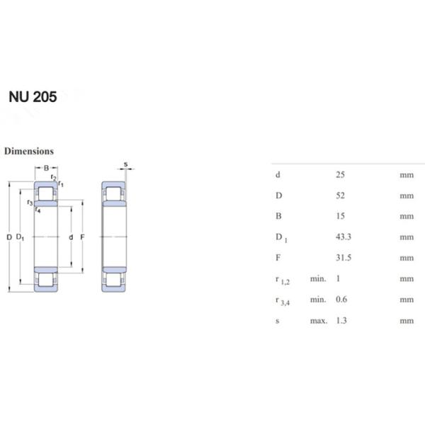 Electric Motors Open NU205 Roller Bearings , Anti Friction Bearing 25×52×15mm