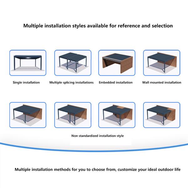 Aluminum Alloy Electric Flip Louver Pavilion The Outdoor Shade is Durable And Stylish Suitable for Garden Terrace Use