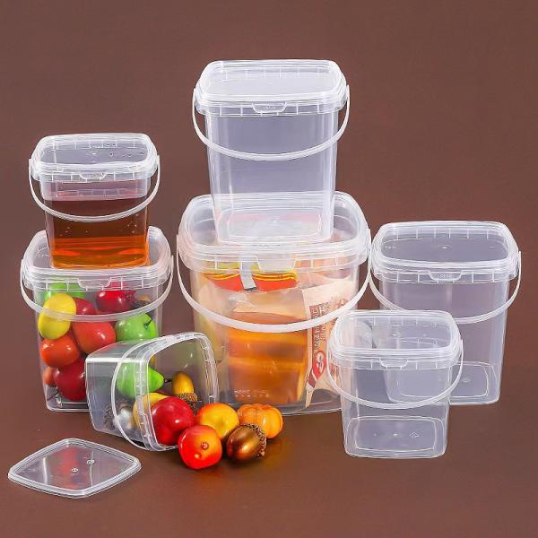 1L 2L White Clear Plastic Buckets With Lids And Handle Food Grade Packing Bucket Supply