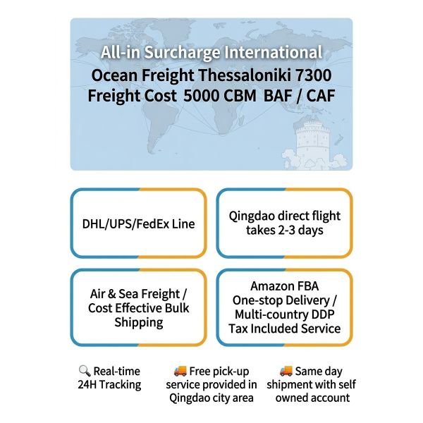 All-in Surcharge International Ocean Freight Thessaloniki  Freight Cost  CBM BAF / CAF