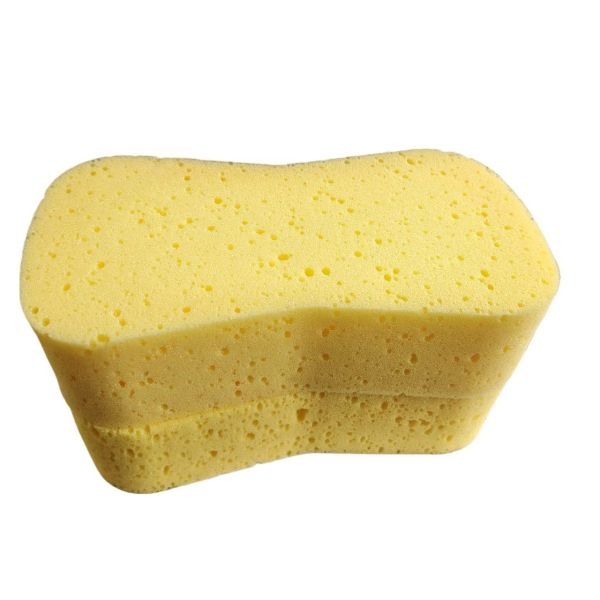 Reusable car wash sponge, made of sponge material, highly absorbent car cleaning tool.