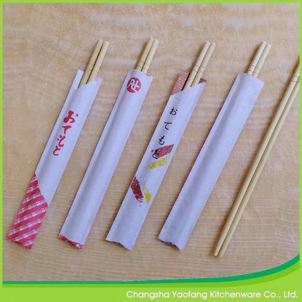 5.5*230 mm Round Restaurant Chop Sticks Disposable Bamboo With Printed Logo