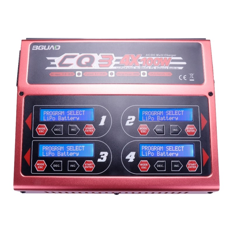 EV-PEAK  CQ3 100W X 4 RC Multi-Functions 4 Channel Smart Intellgents Balance Charger for Lipo LIHV LiFe NiMH NiCd Pd Battery UAV