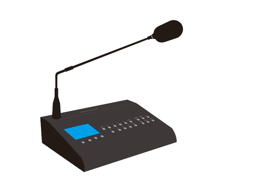 12-Zone Remote Paging Microphone PA System Desktop Paging console 1 RJ45 interface for zone control Supports 24V power supply, with address code function