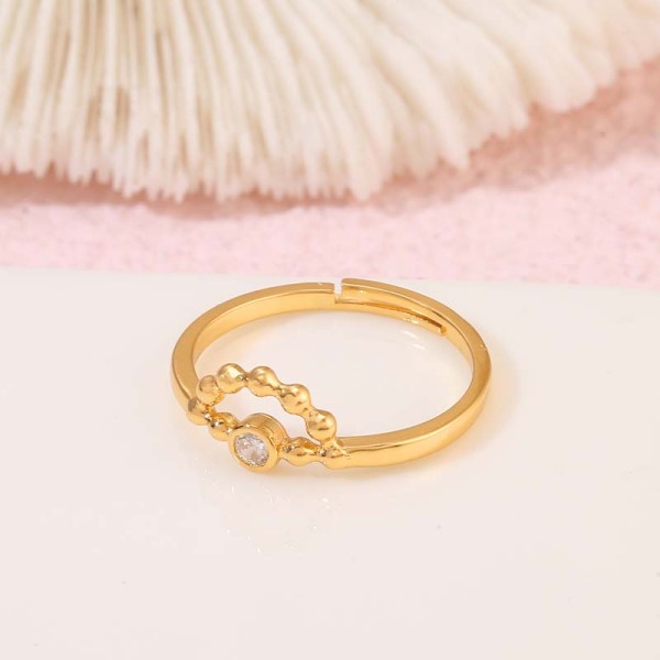 Factory Wholesale Fashion Simple 14K Gold Plated Finger Rings Jewelry Women Adjustable CZ Rings