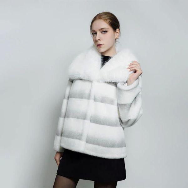 Winter Outerwear Faux Fur Jacket Long Sleeve Crop Jacket Long Sleeve Fur Coat