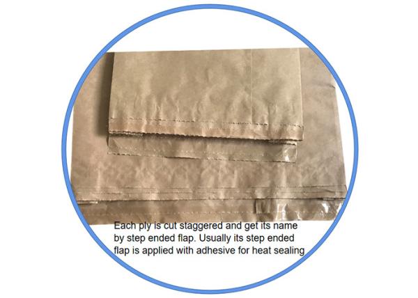 Saco de embalagem de papel Kraft para produtos alimentícios com selo térmico 25kg 50kg aceito personalizado