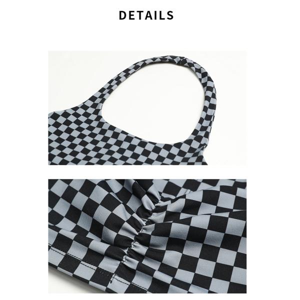 Spring Plaid Hanging Neck Womens Sports Bra Fitness Yoga Vest