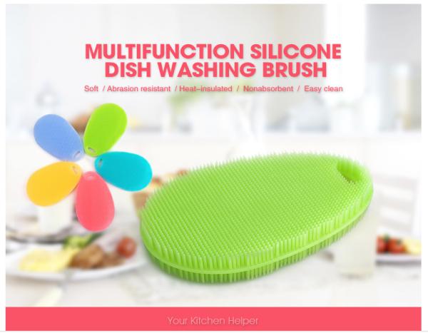 Oval Shape Silicone Mold Tools , Silicone Kitchen Tools Multifunctional Dishwashing Brush