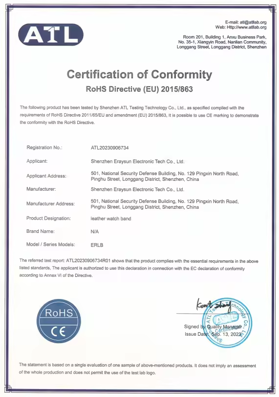 Shenzhen Eraysun Electronic Tech Co., Ltd Certifications