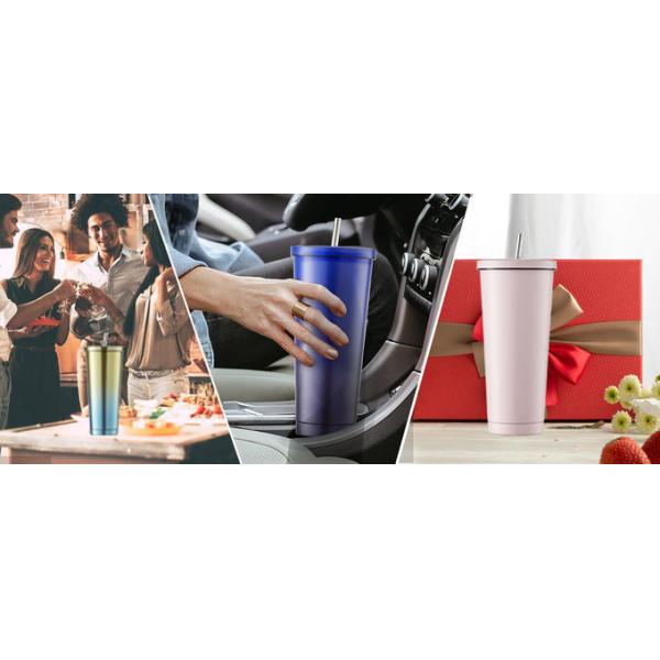 Insulated Tumbler With Lid And Straw , Stainless Steel Vacuum Insulated Tumbler Eeps Cold For 24 Hours , 100% Leak Proof Fits In Car Cup Holder