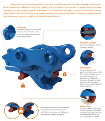 MULTI QUICK COUPLER HITCH AUTO DUAL-LOCK MECHANISM MEET AUSTRALIAN STANDARD