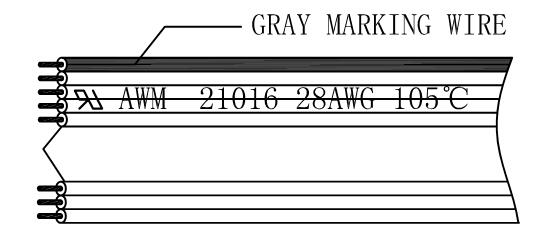 XLPE Flat Ribbon Cable UL21016 #28AWG 64Pins 0.90mm Pitch Tinned Stranded Copper Conductors