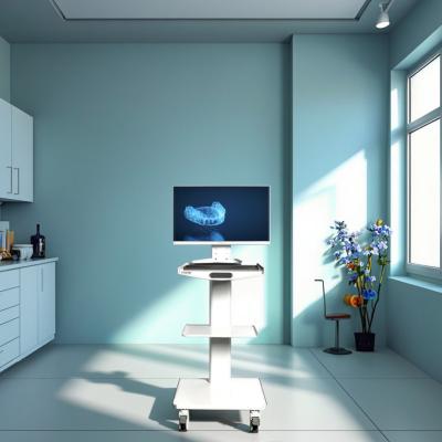Hospital Oral Scanner Mobile Nursing Cart 3 Layer Dental Cart Stainless Steel Mobile Trolley With Built-in Socket