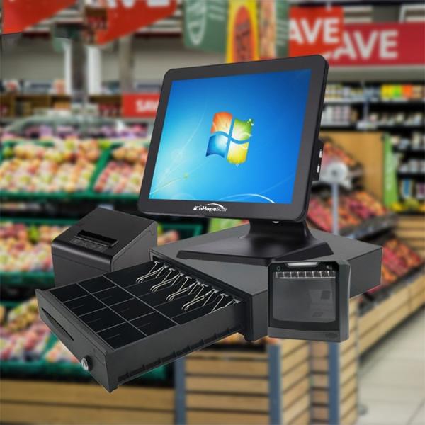 ショッピングモールのPOSシステムで手数料の手間無しに支払いをするための熱転送プリンターと顧客ディスプレイ
