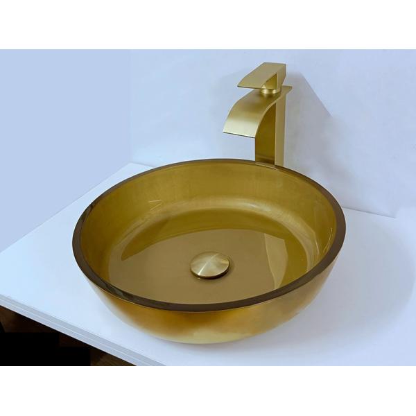 длины шара 420mm таза 110mm почищенная щеткой высотой раковина сосуда стеклянной круглая круговая