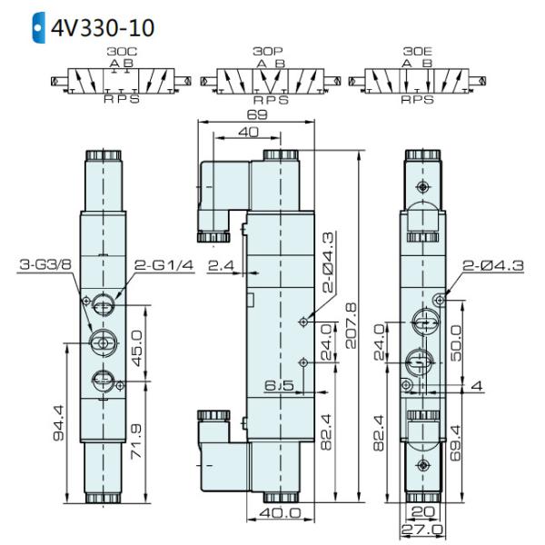 4V330C-10 Aluminum Alloy AIRTAC Solenoid Valve For Pneumatic Machinery And Equipment