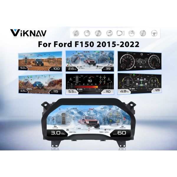 Viknav 13.1inch For Ford F150 2015-2022 LCD Digital Cluster Dashboard Panel Speedometer Screen Virtual Instrument Cluster Virtual Cockpit