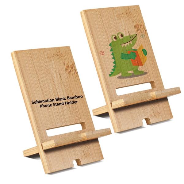 Support de téléphone portable en bois par sublimation pour bureau avec trou de chargement - Support de téléphone portable en bois personnalisé