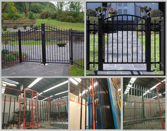 2 Rails Black Steel Fence Black Tubular Fencing With ISO9001 Certificate