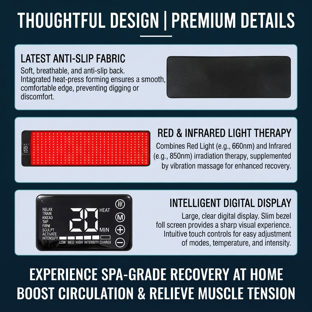ZN-LM05 Portable Rechargeable Red Light Therapy Mat with Vibration and Dual Wavelengths