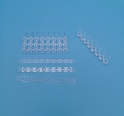 Transparent 0.2 Ml 8 Tube PCR Strips Single Microcentrifuge Tube