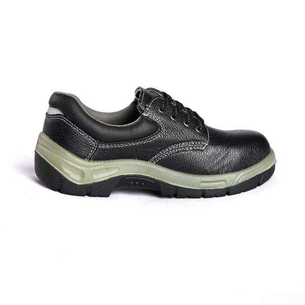 Comfortable EVA Insole Black Leather Steel Toe Protection Men'S Non Slip Work Boots