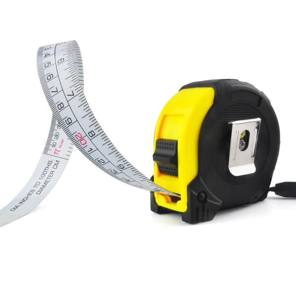 EN-71 Faixa de medição de diâmetro extra longa 8m 26ft Balanças de diâmetro de aço revestido de nylon Marcas de polegadas