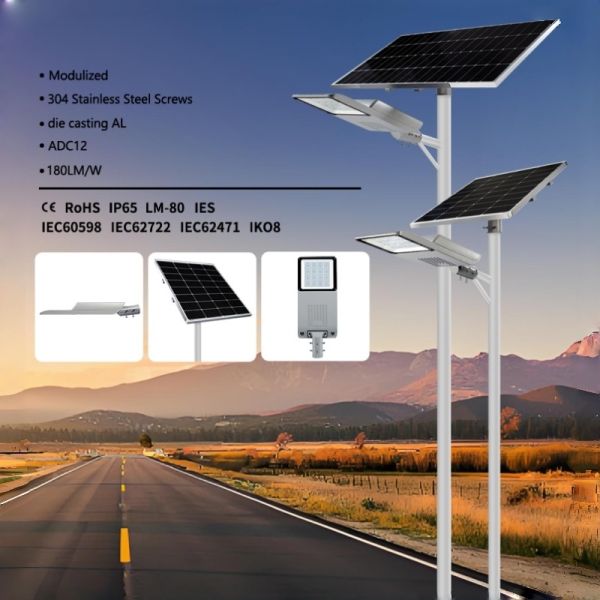 Solar Split Street Light Outdoor 20000LM High Lumen Dusk to Dawn Lighting