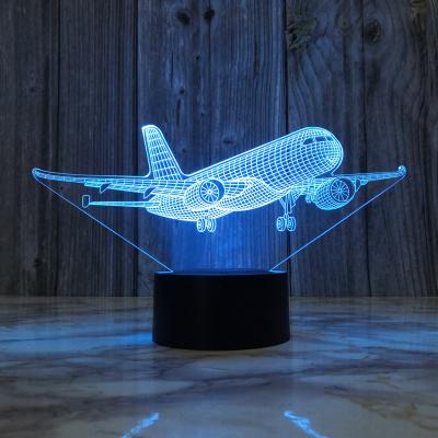 Usb Smooth Plane 3D Illusion Lamp Black Base Touch Led Night Light