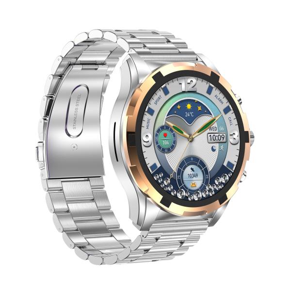 Forme ronde, grand écran de 1,43 pouce, montre intelligente, Bluetooth 5.0Des appels, assistant vocal, surveillance des affaires.