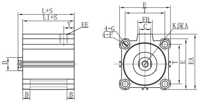 QGY Compact Air Cylinder heavy type Direct installation