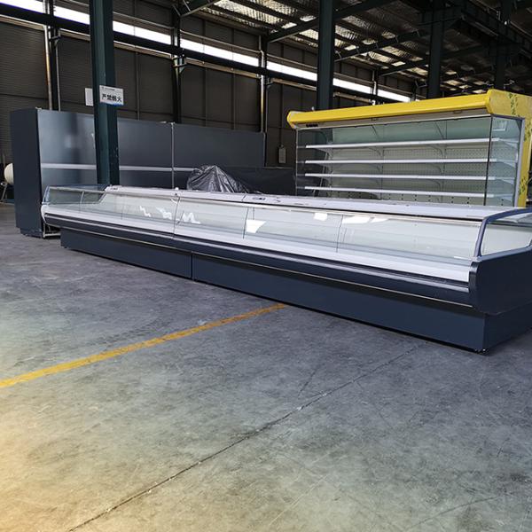 O supermercado fino do líquido refrigerante de R404a indica a vitrina 420L servido auto 2500mm da carne do supermercado fino do refrigerador