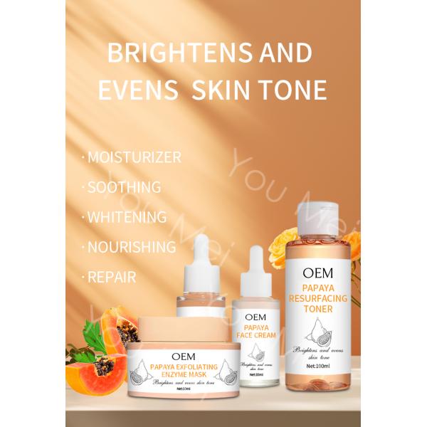 Acne Whitening Facial Skincare Set Cleanser Toner And Moisturizer With Papaya Extract Whitening