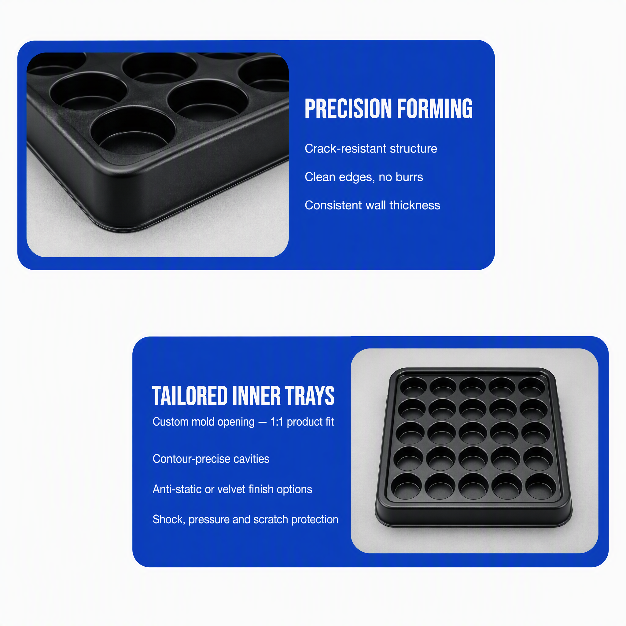 Factory Direct Custom Size PET Thermoformed Tray Vacuum Packaging for Hardware Automotive Components Bulk Supply