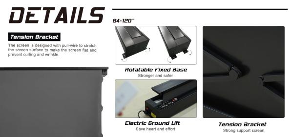 PVC Motorized Projection Screens 90 Inch Screen For Ultra Short Throw Projector