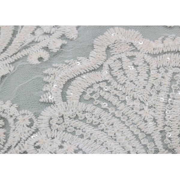 Ivory Sequin Lace Fabrics , Embroidered Bridal Lace Fabrics For Wedding Dresses