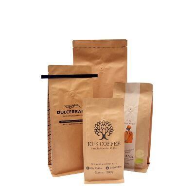 Eco Friendly Customized Logo Promotional Stand Up Kraft  Paper Bag for Coffee/Tea Packing