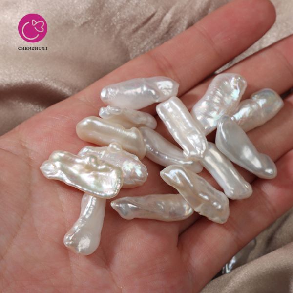 High Quality 10mm White Biwa Shape Fresh Water Pearls Keshi Pearls for Jewelry