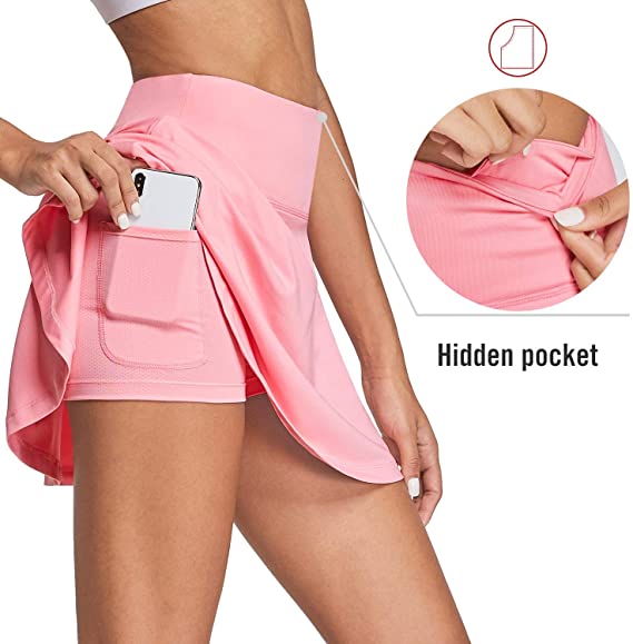 Women Double Layer 2 In 1 High Waisted Tennis Skirt 250gsm With Inside Pockets