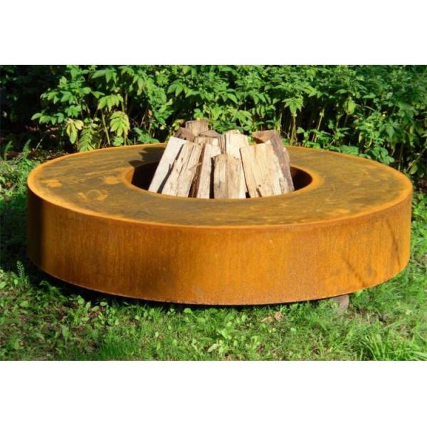 Garden Heater Wood Burning Rusted Metal Circular Corten Steel Fire Pit Table