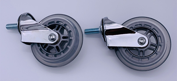 колеса рицинуса PU стержня потока 75mm прозрачные с Chrome покрыли