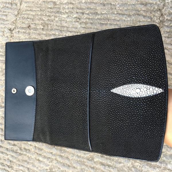 Unisex Authentic Stingray Skin Male Long Trifold Wallet Genuine Leather Women Men Large Clutch Purse Lady Money Bag