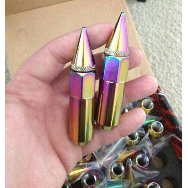 60mm Tuner Racing Lug Nuts 14x1.5 For Wheels / Rim , Blue Extended Lug Nuts