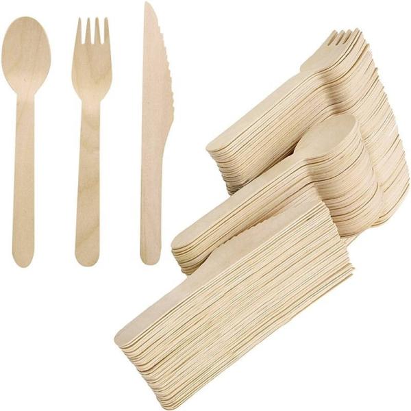 Printed Logo Disposable Cutlery Bag Wrap Wood Cutlery Set for Corporate Promotions
