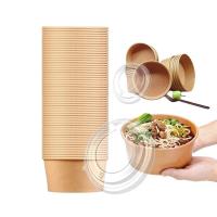Échantillon gratuit Assiette en papier ronde Kraft personnalisée recyclable pour salade, qualité alimentaire, bol en papier