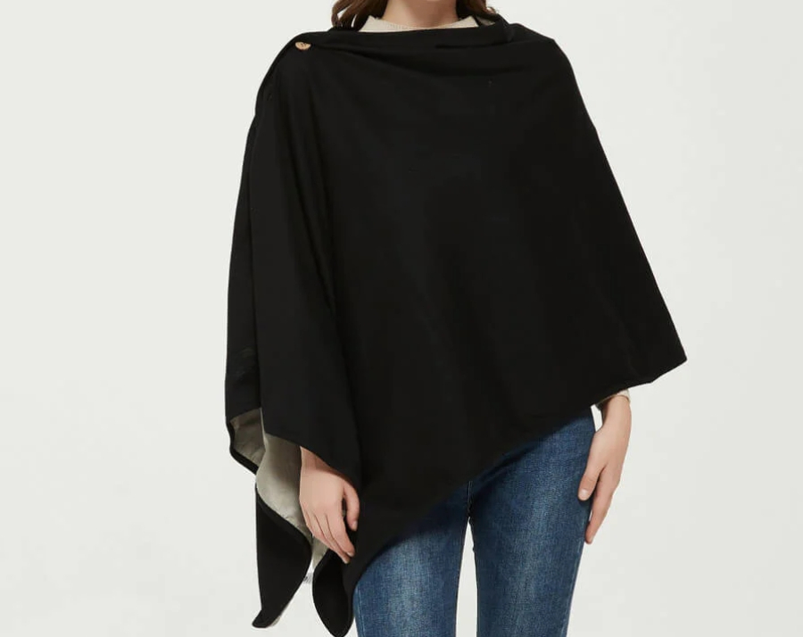 Maxsharer EMF Poncho - Shielding Blanket 5G Wearable Faraday Blanket RF WiFi Blocker EMF Clothing Black