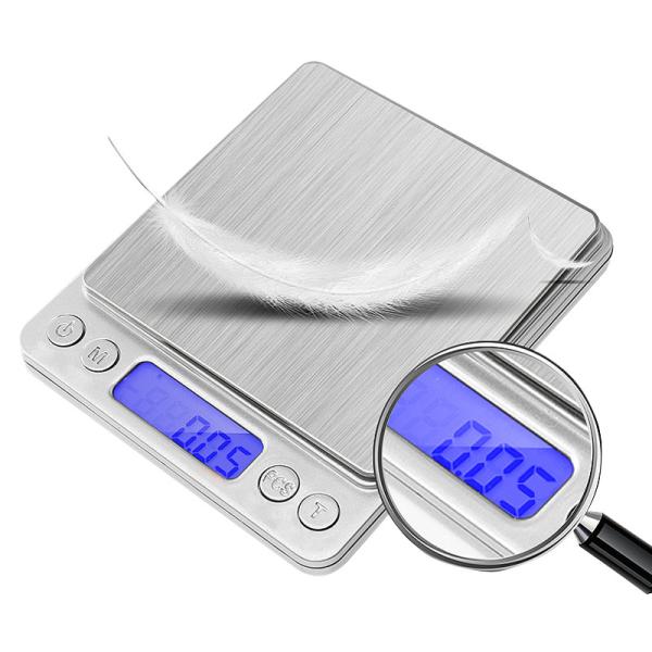 Mesure du poids en acier inoxydable Mini Balance électronique de cuisine 200g-5kg Capacité 0.1g-0.01g Résolution pour le café