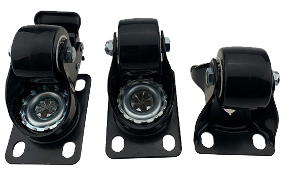 2 Inch Low Profile Black Swivel Plate Polyurethane Casters Wheel