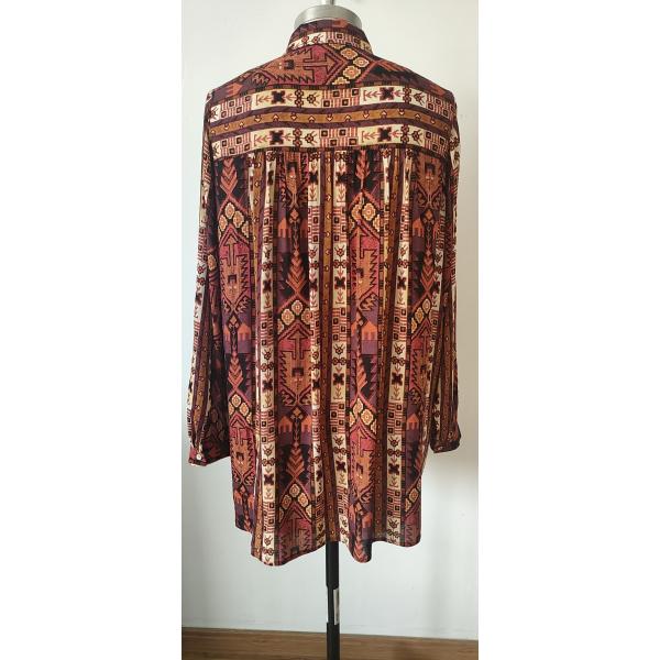 Жаккард 100% вискоза блузок сплел рубашку женщин